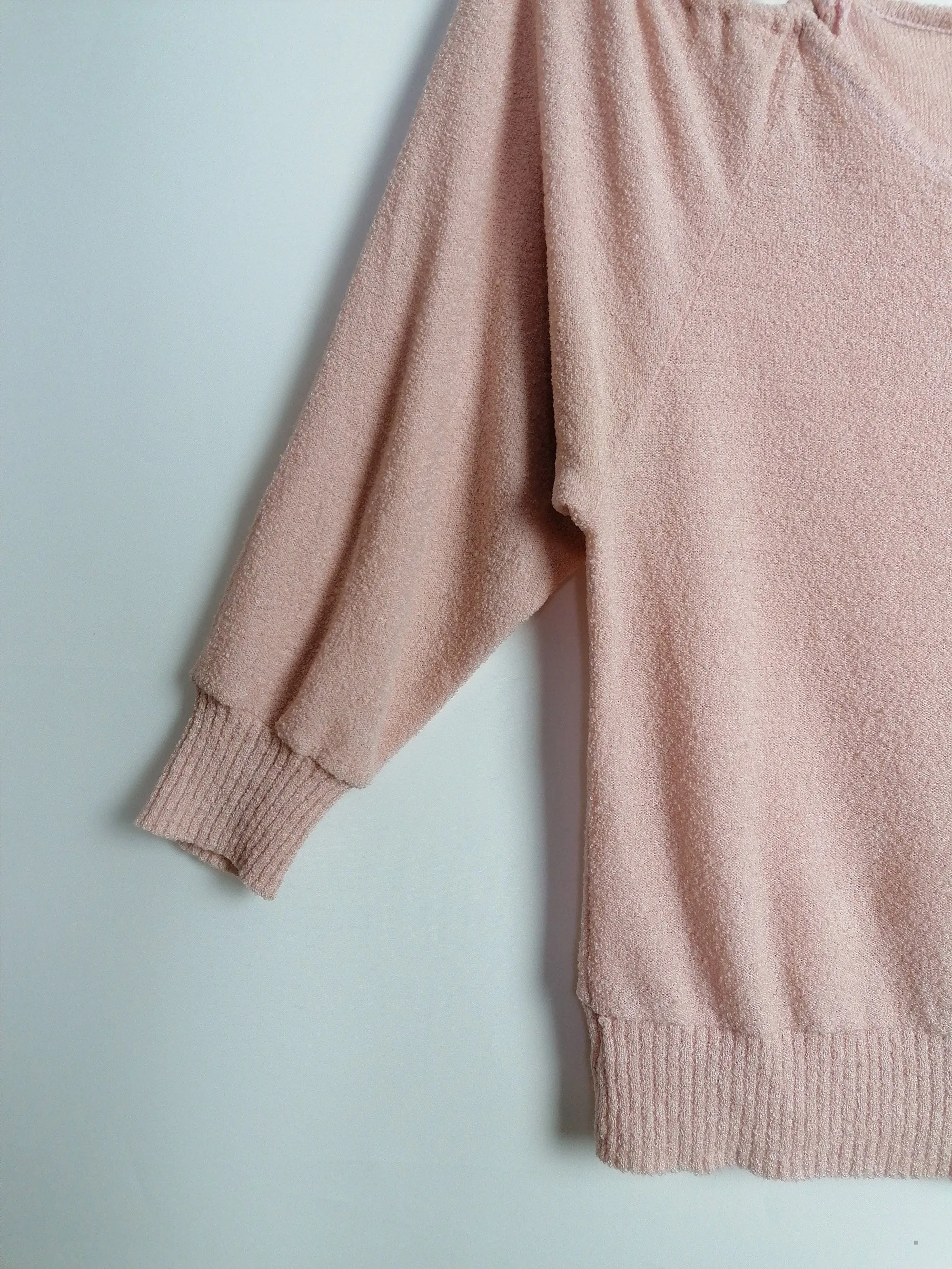 Light Pink Terrycloth Fluffy Knit Top