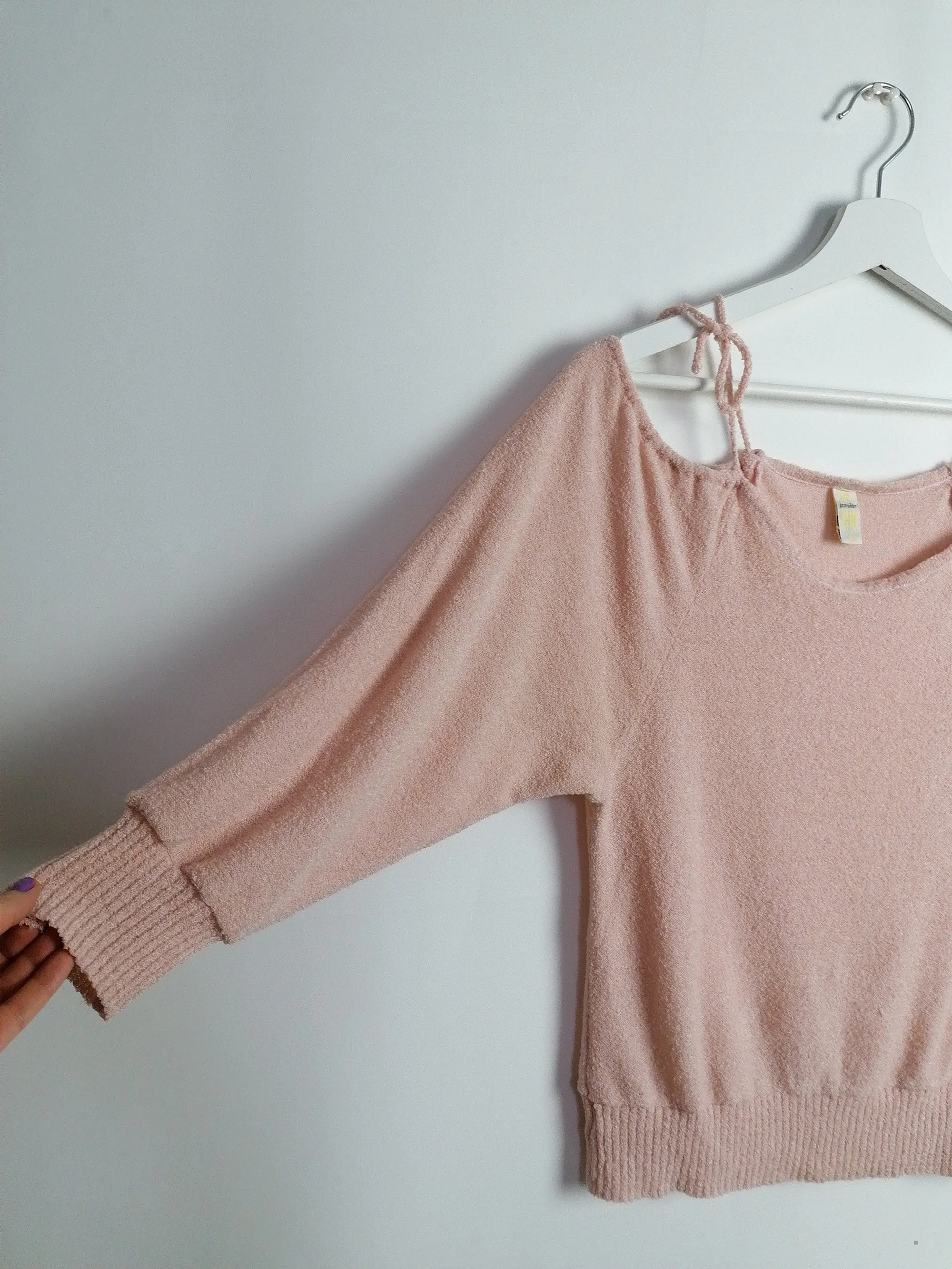 Light Pink Terrycloth Fluffy Knit Top