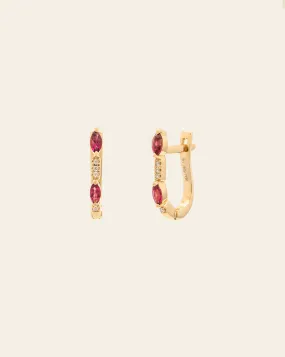 *Made to Order* Pink Tourmaline Huggies - 14k Solid Gold