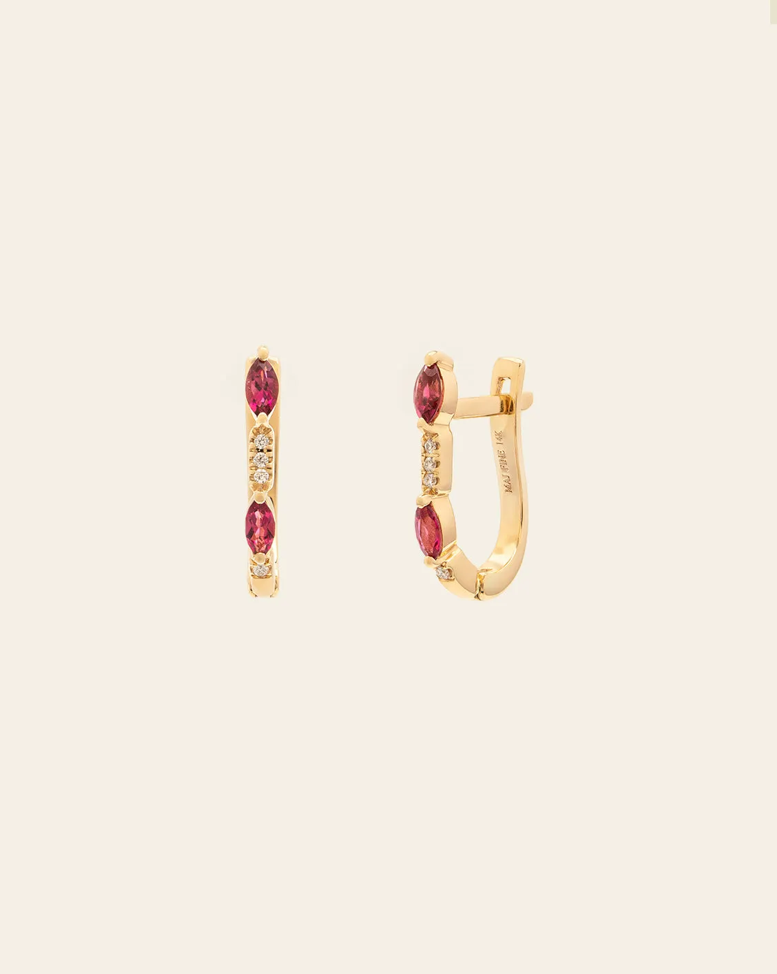 *Made to Order* Pink Tourmaline Huggies - 14k Solid Gold