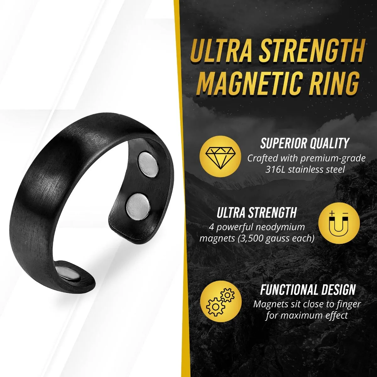 Magnetic Therapy Ring (Brushed Black)