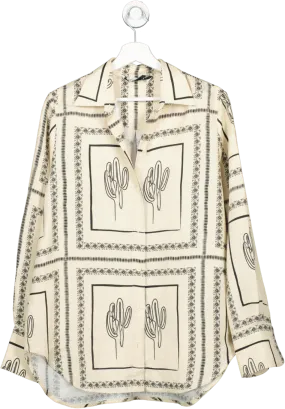 Mehtap Elaidi Cream Oversize Classic Shirt Cactus Print UK S