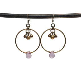 Modern Hoops Drop Earrings - Amethyst