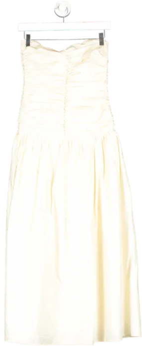 More Noir Cream ruched bodice midi Dress UK S