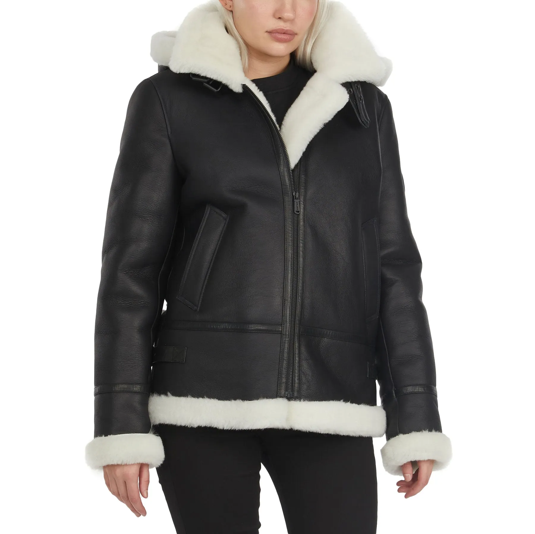 Nelly Women's High Collar Sheepskin Jacket