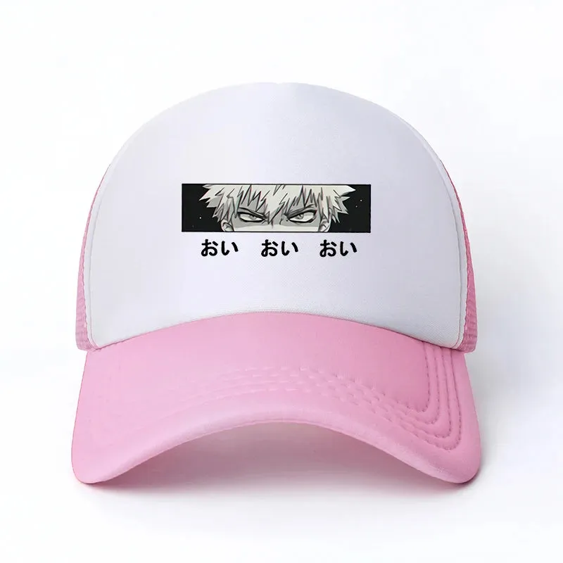 New Anime My Hero Academia Casual Plain Mesh Baseball Cap Adjustable Snapback  Kawaii  Hats for Women Men Hip Hop Trucker Cap