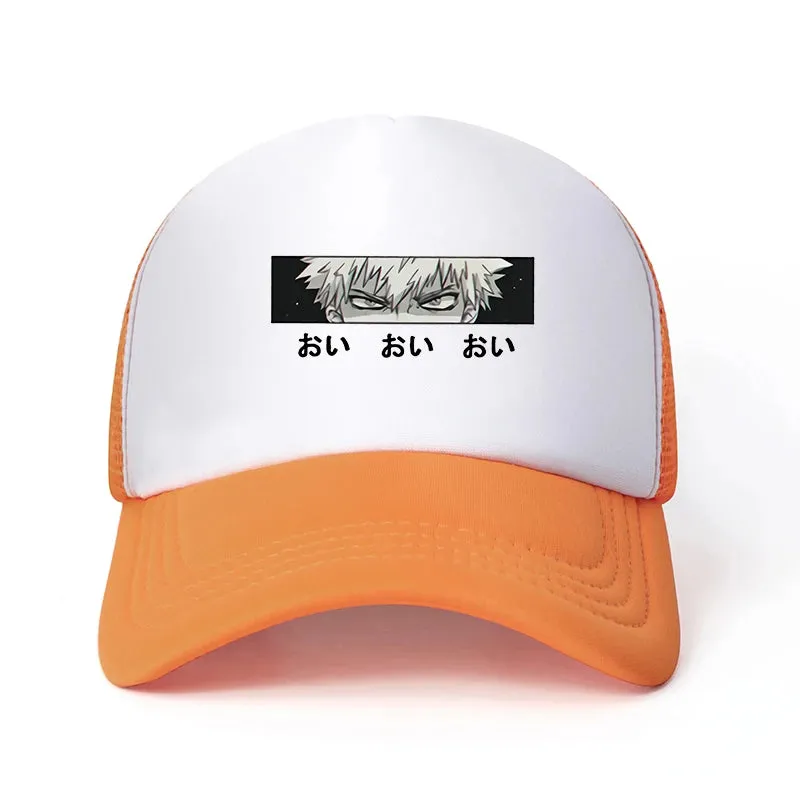 New Anime My Hero Academia Casual Plain Mesh Baseball Cap Adjustable Snapback  Kawaii  Hats for Women Men Hip Hop Trucker Cap