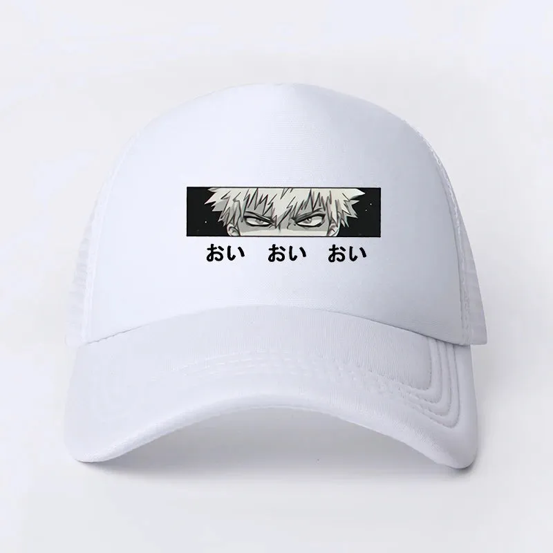 New Anime My Hero Academia Casual Plain Mesh Baseball Cap Adjustable Snapback  Kawaii  Hats for Women Men Hip Hop Trucker Cap