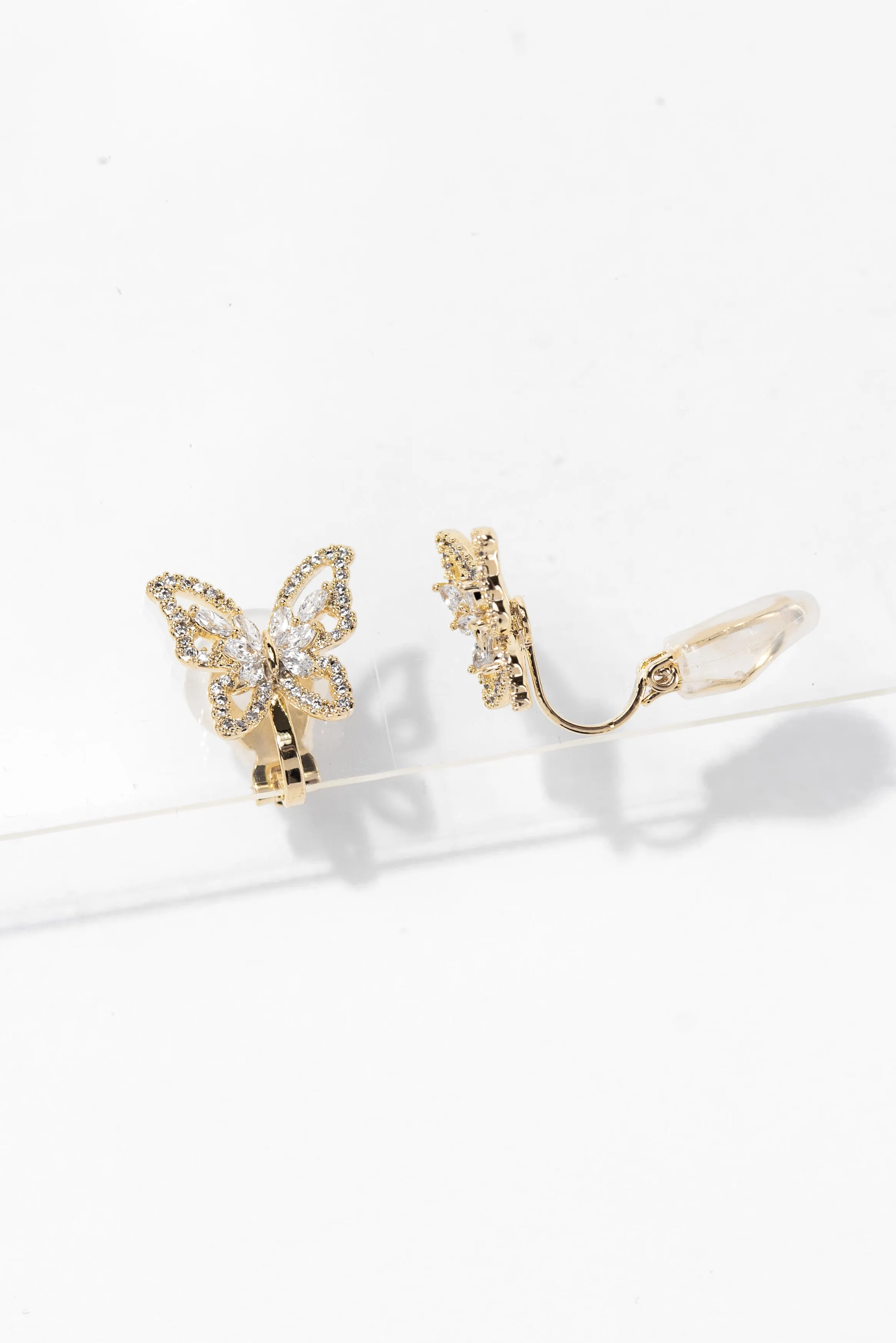 Nyla CZ Butterfly Clip-On Earrings