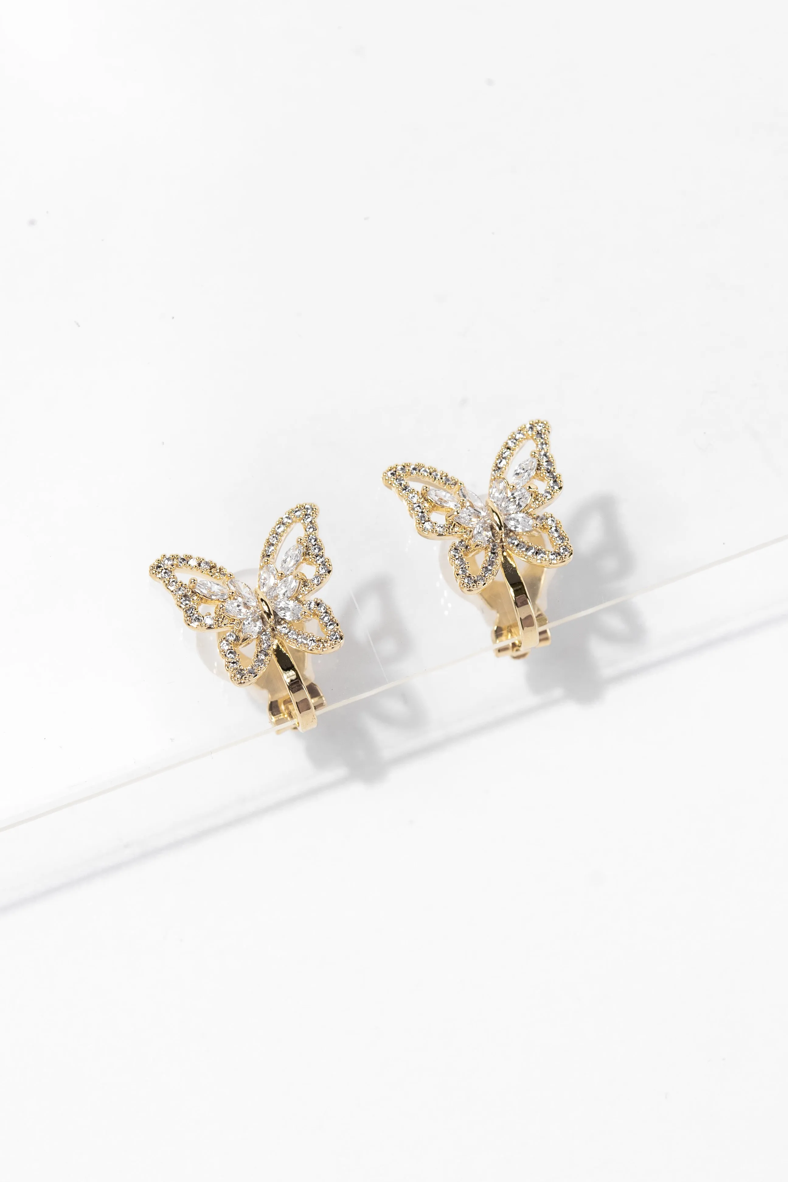 Nyla CZ Butterfly Clip-On Earrings