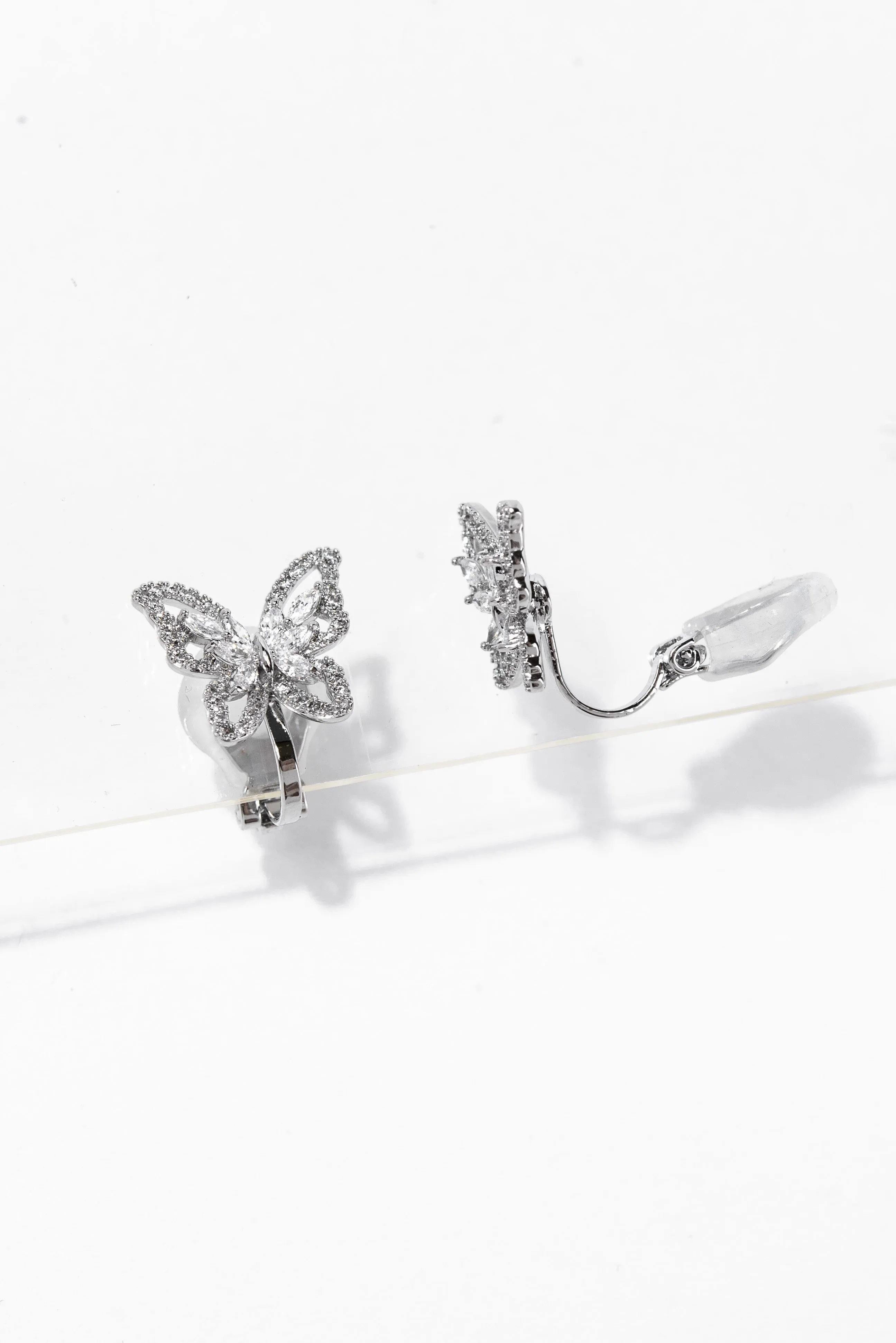 Nyla CZ Butterfly Clip-On Earrings