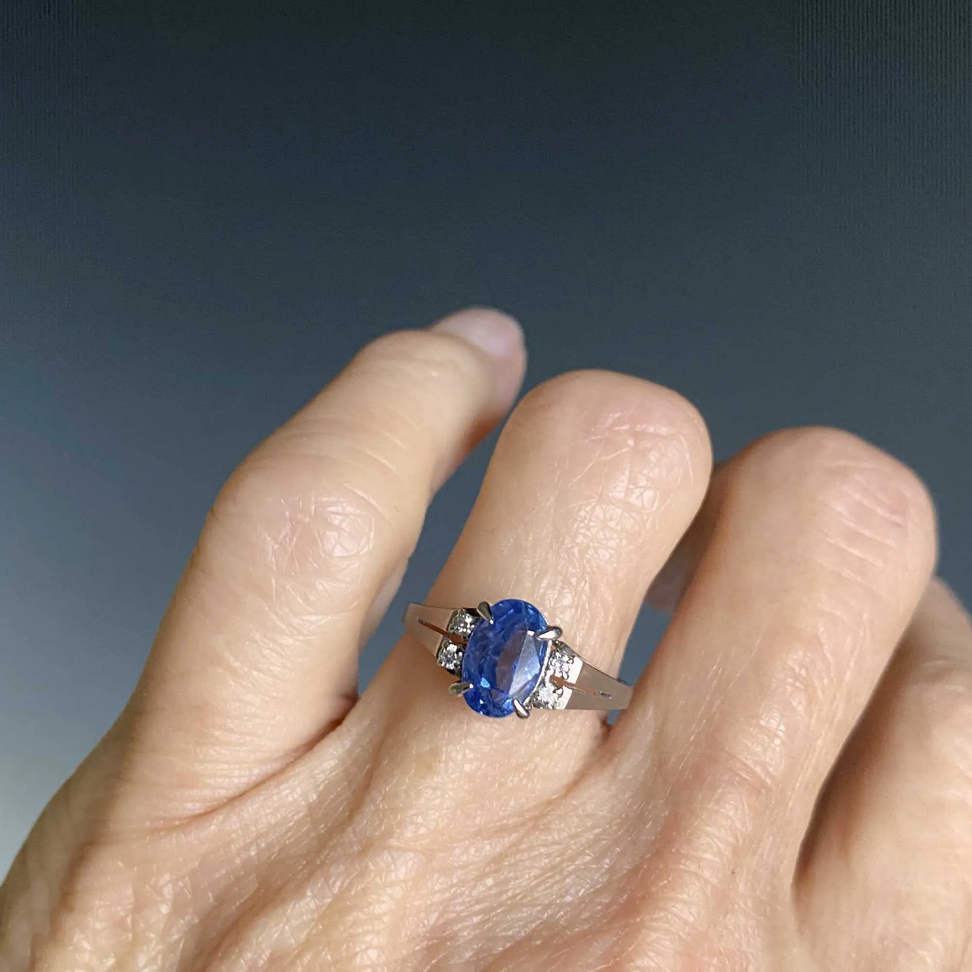 ON HOLD Vintage Platinum Diamond Natural Blue Sapphire Ring