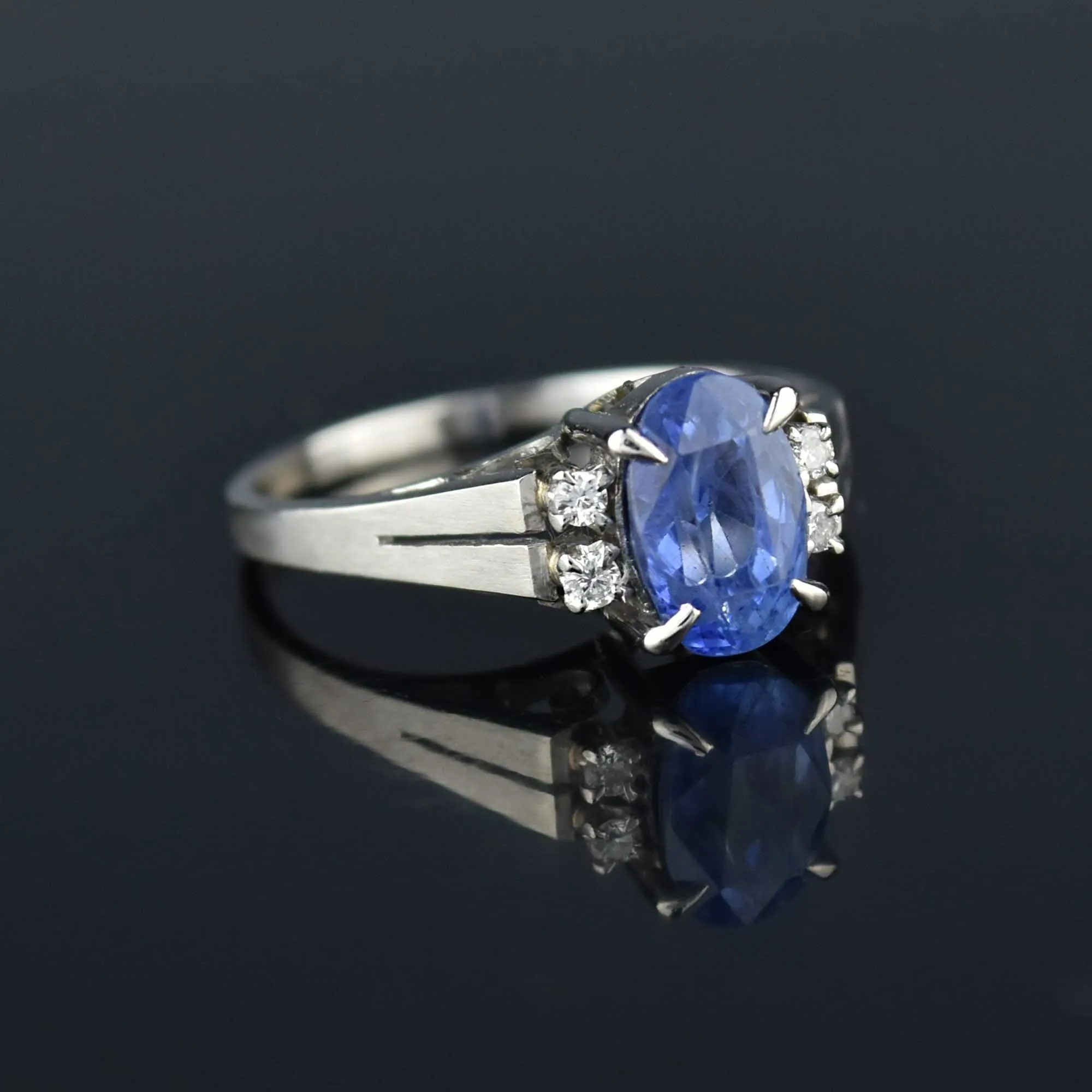 ON HOLD Vintage Platinum Diamond Natural Blue Sapphire Ring