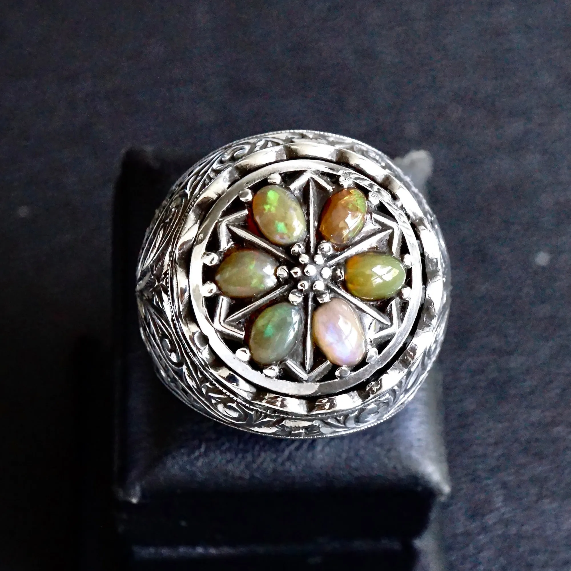 Opal Ring Unique Handmade Artisan Jewelry Solid Sterling Silver