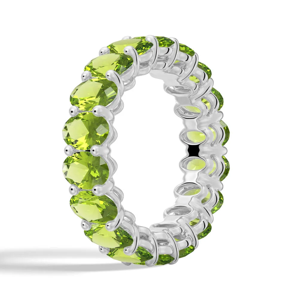 Oval Peridot Eternity Wedding Band