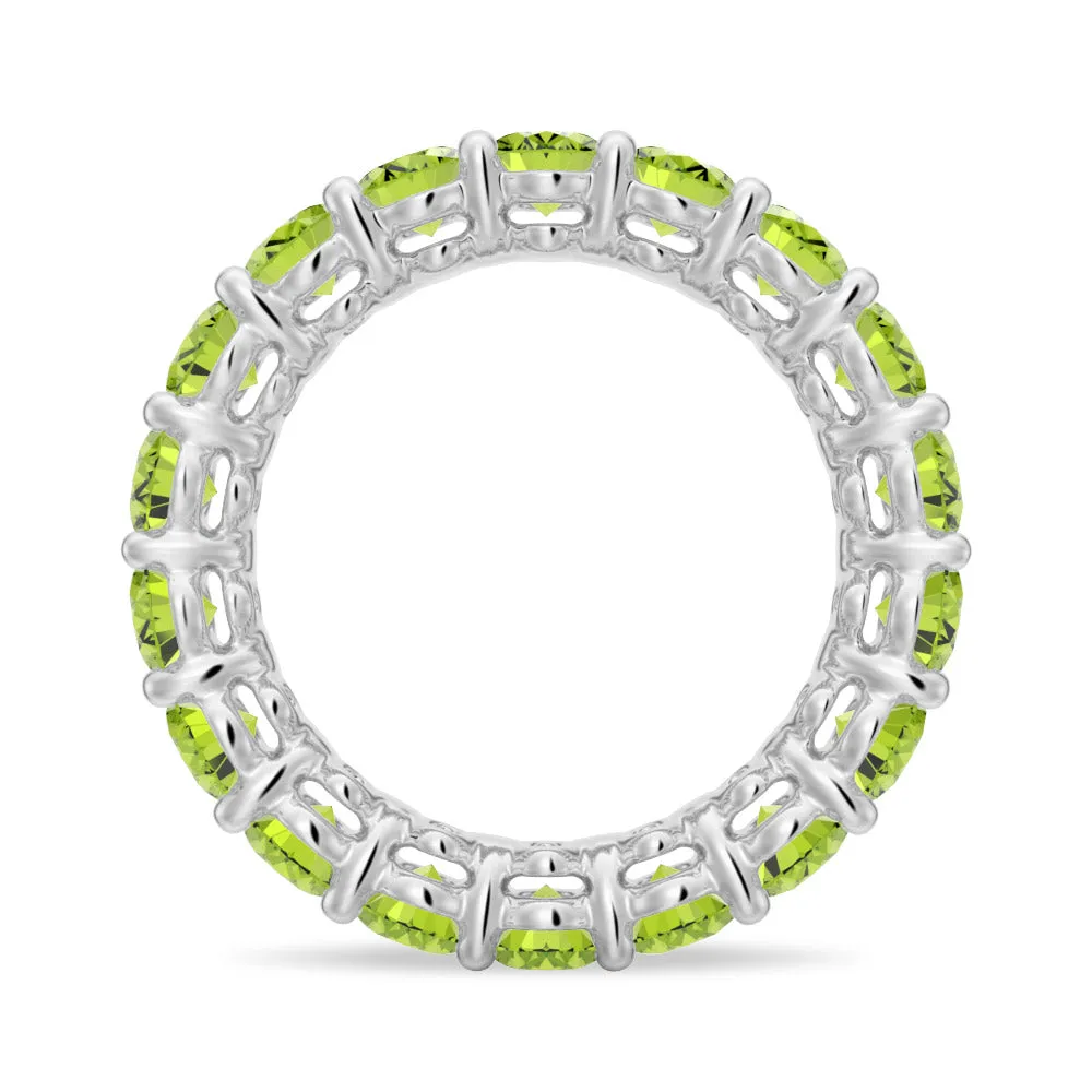 Oval Peridot Eternity Wedding Band