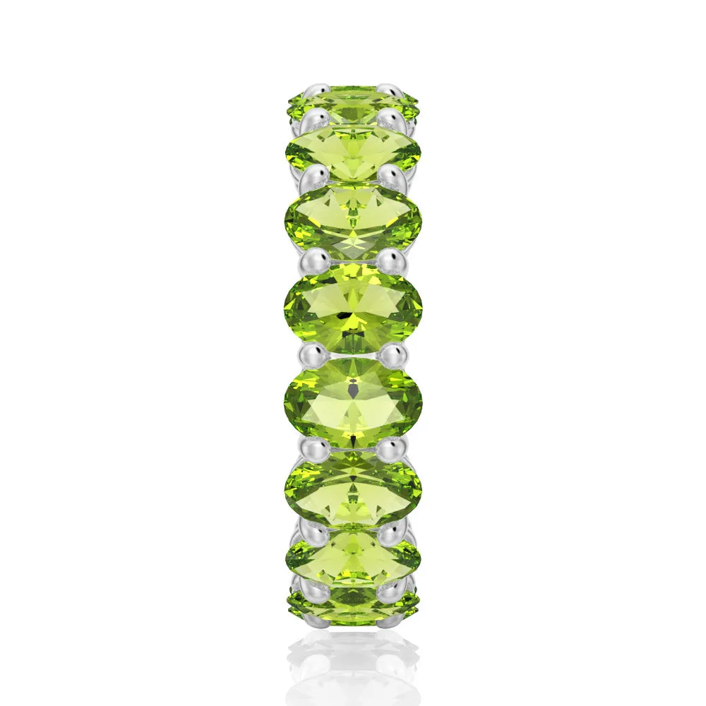 Oval Peridot Eternity Wedding Band