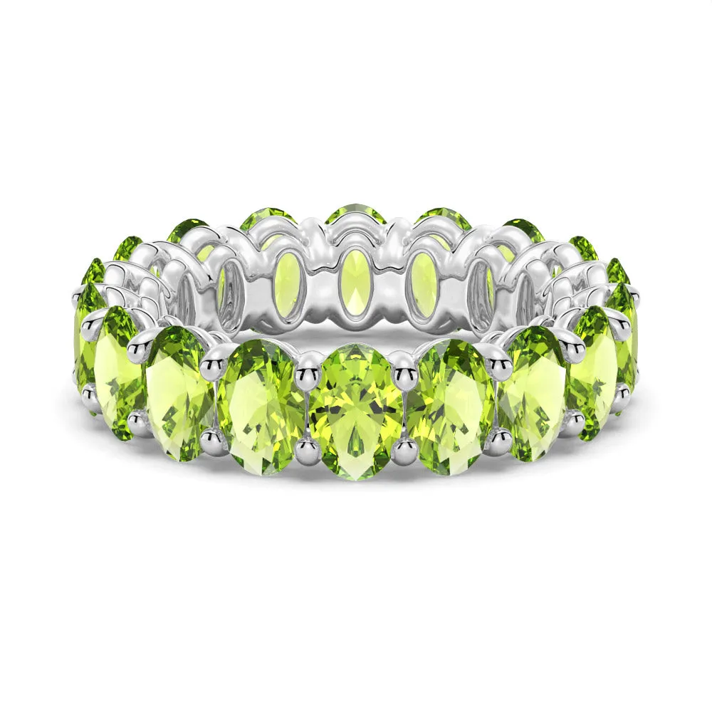 Oval Peridot Eternity Wedding Band