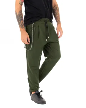 Pantaloni Uomo Pantalaccio Lungo Viscosa Verde Casual Coulisse GIOSAL-P5412A