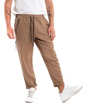 Pantaloni Uomo Pantalaccio Morbido Viscosa Camel Coulisse GIOSAL-P5956A