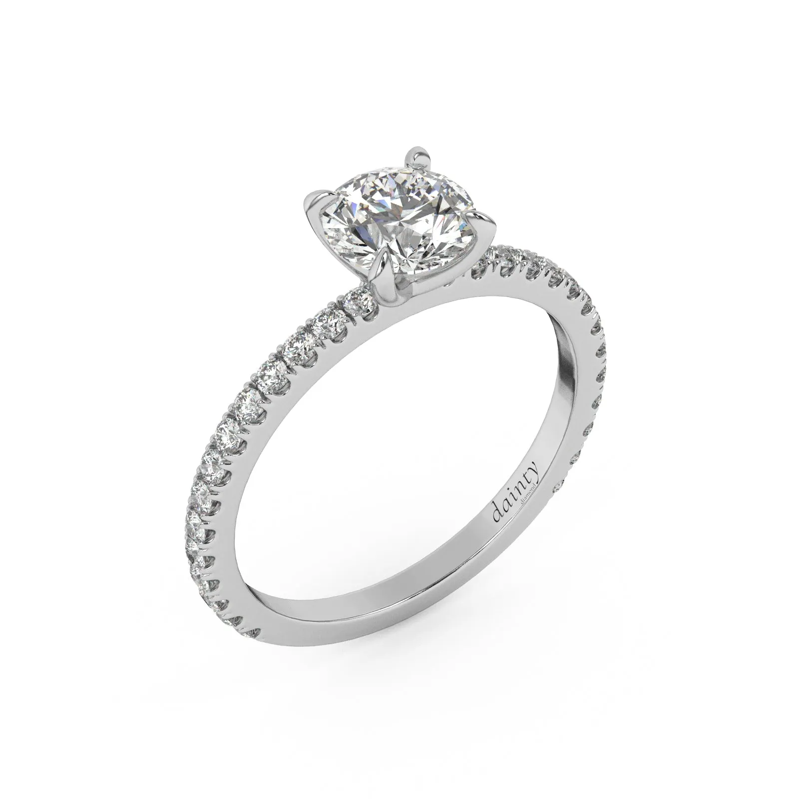 Partial Pave Round Brilliant Cut Engagement Ring