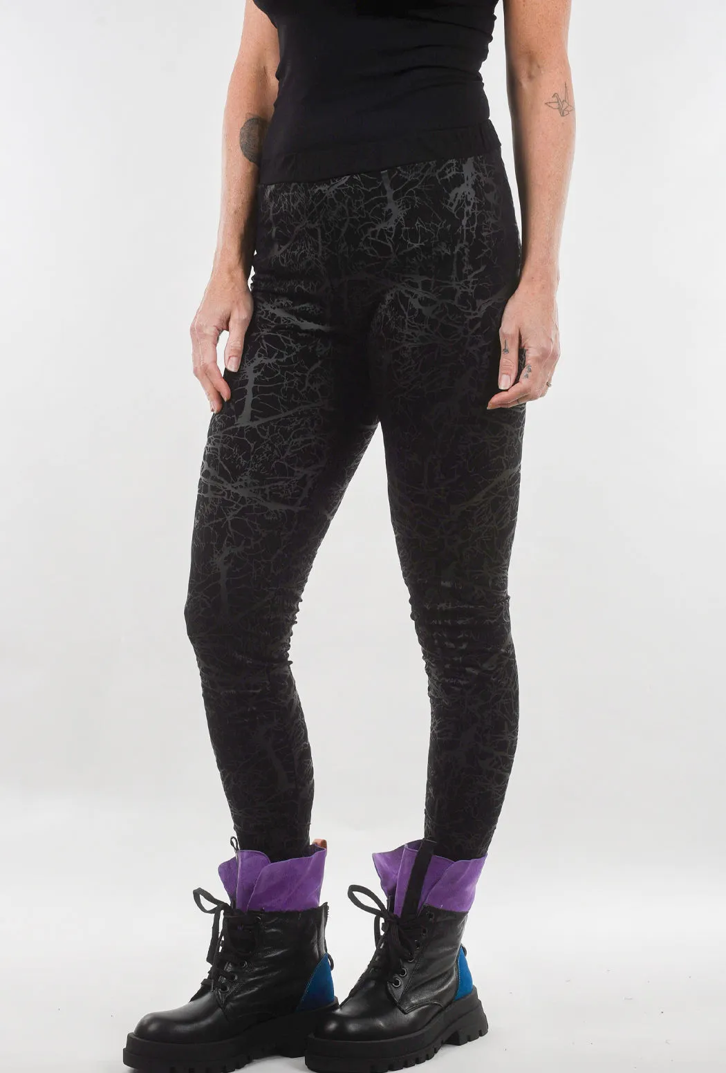 Print Pima Leggings, Black