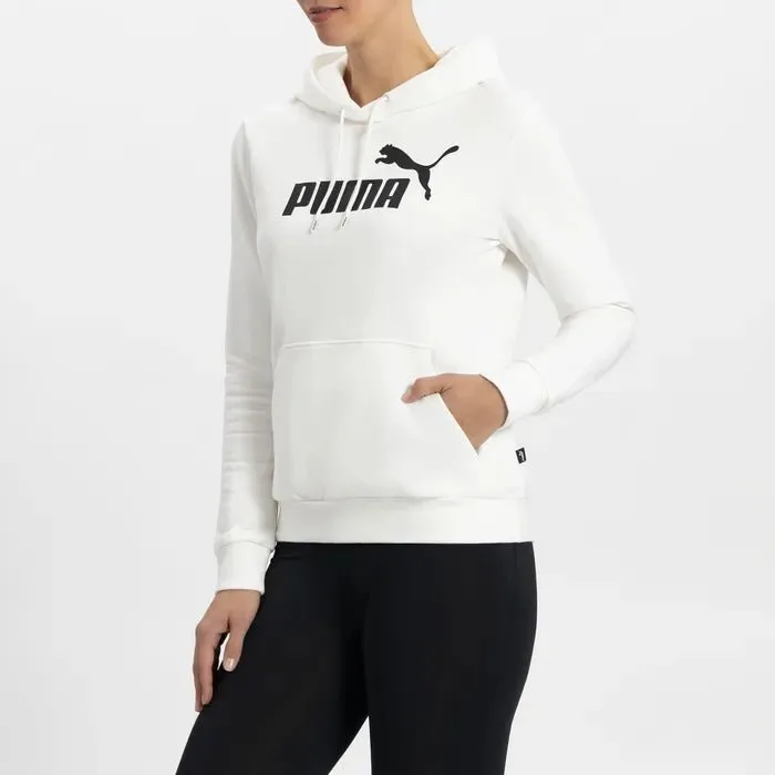 PUMA WOMEN'S ESS LOGO FLC WHITE HOODIE