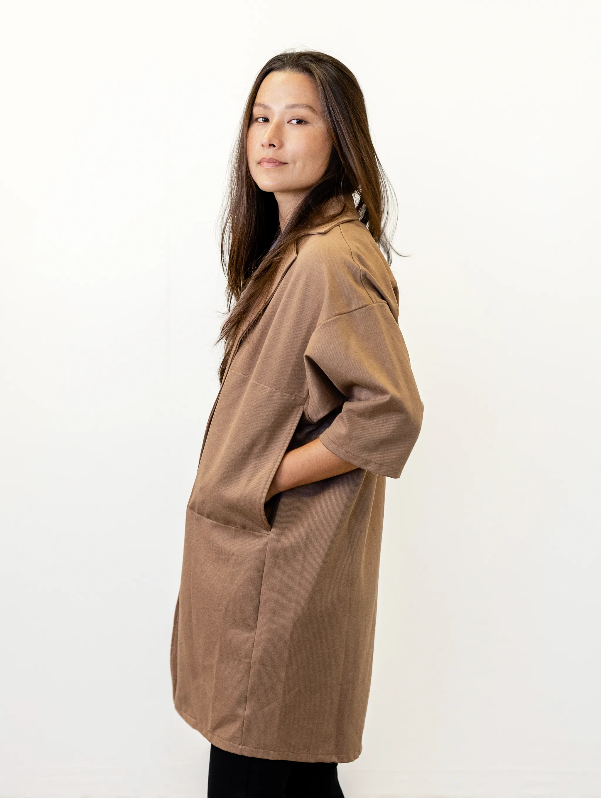 Rachel Coat - Mocha Twill Ponte