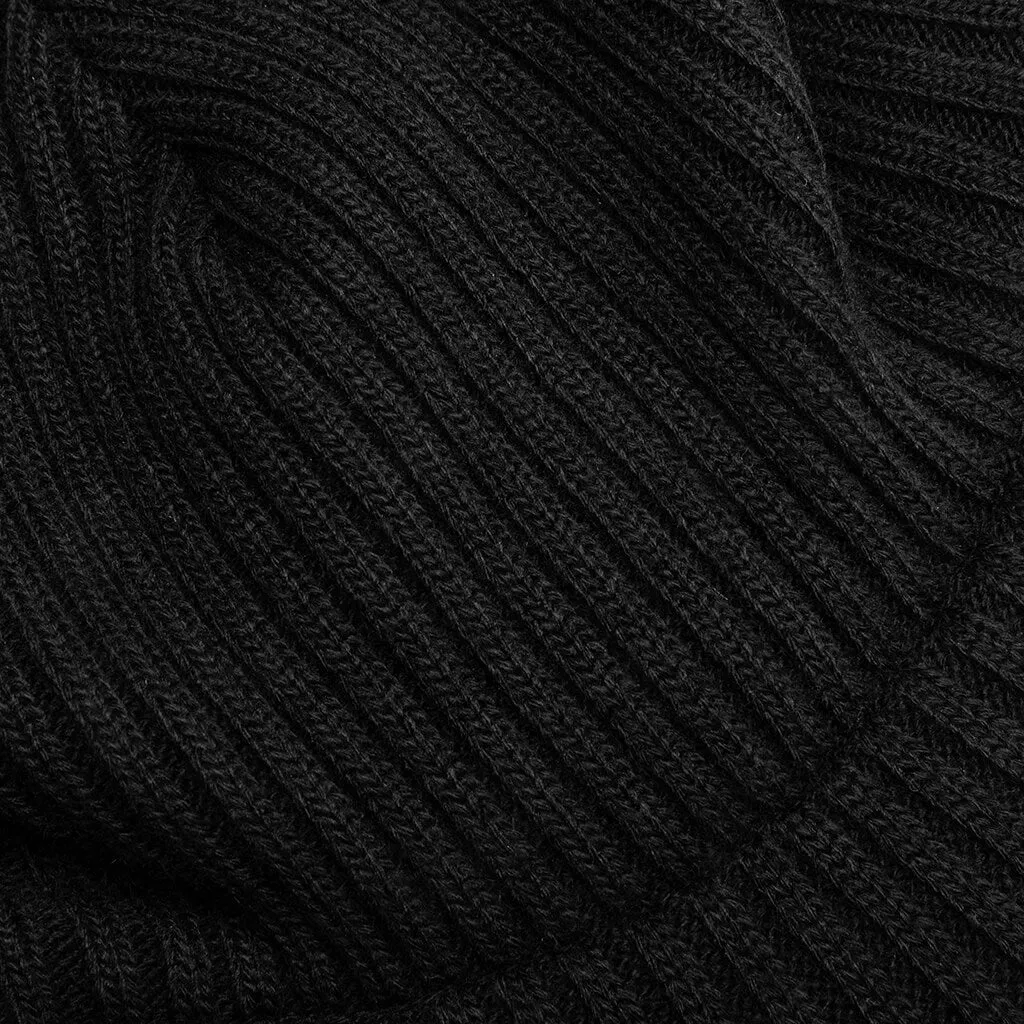 Ribbed Knit Bakerboy Cap - Black