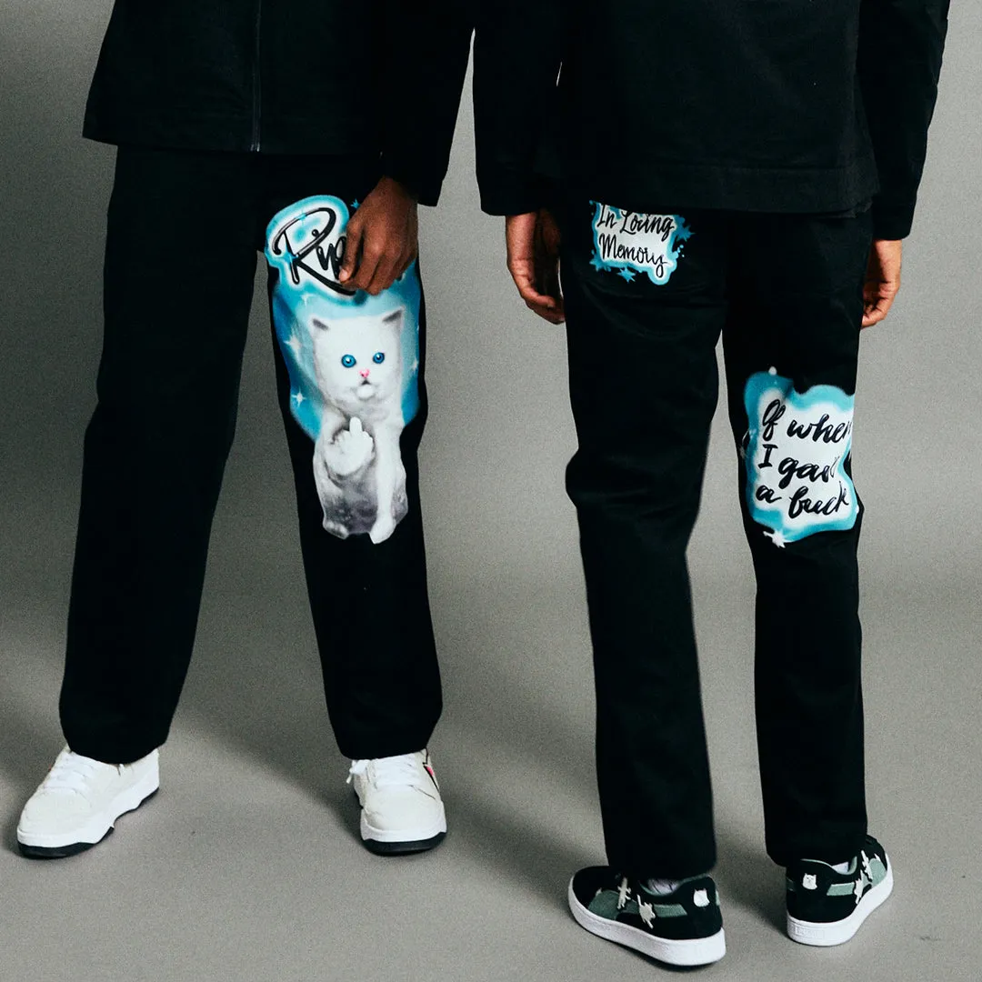 RIPNDIP IN LOVING MEMORY DENIM PANTS-BLACK