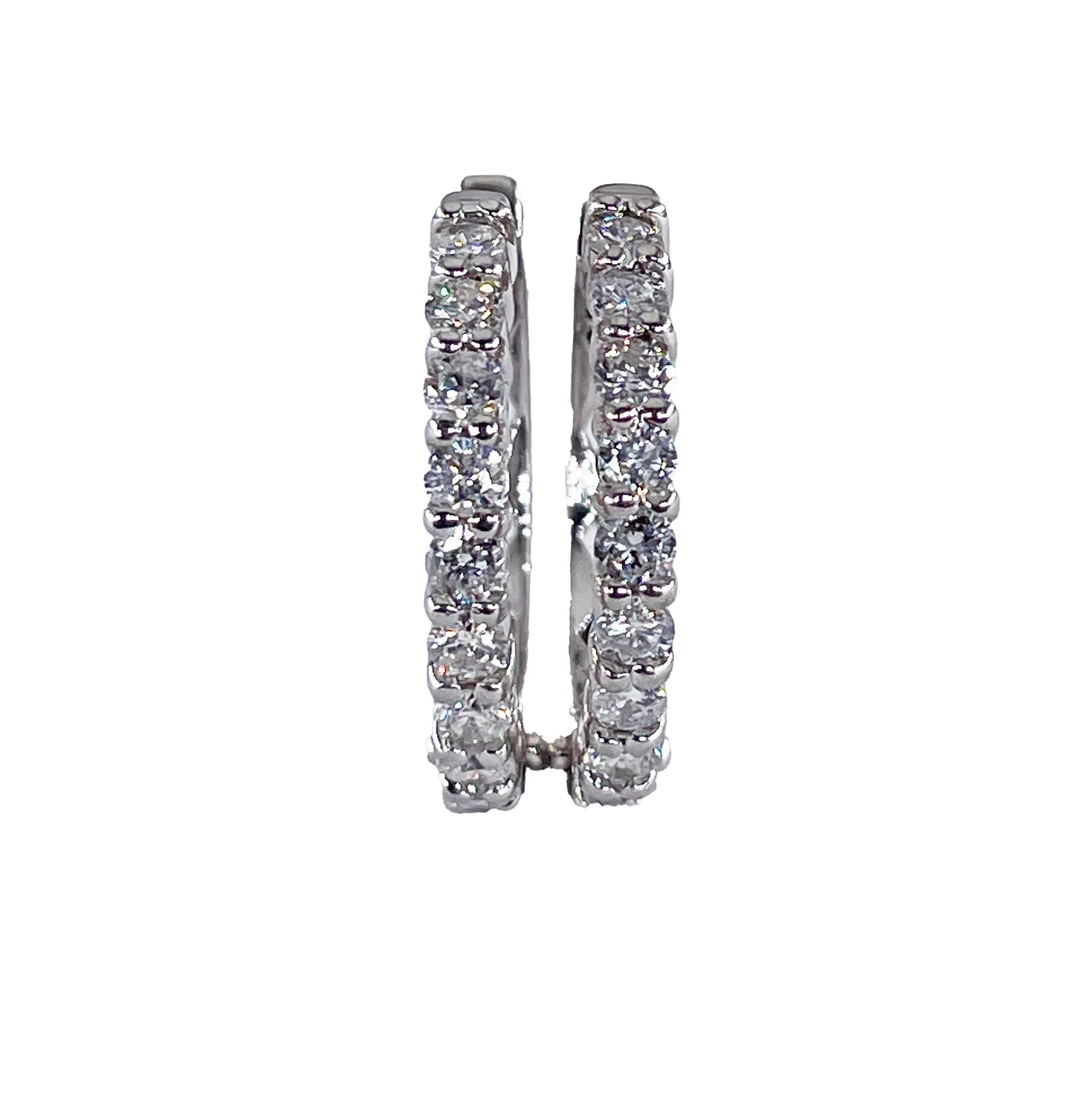 Round 1.10ctw Natural Diamonds 22mm Estate 14k White Gold Hoop Earrings