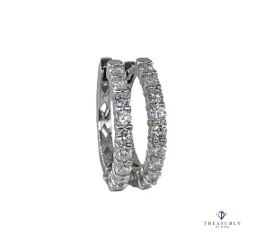 Round 1.10ctw Natural Diamonds 22mm Estate 14k White Gold Hoop Earrings