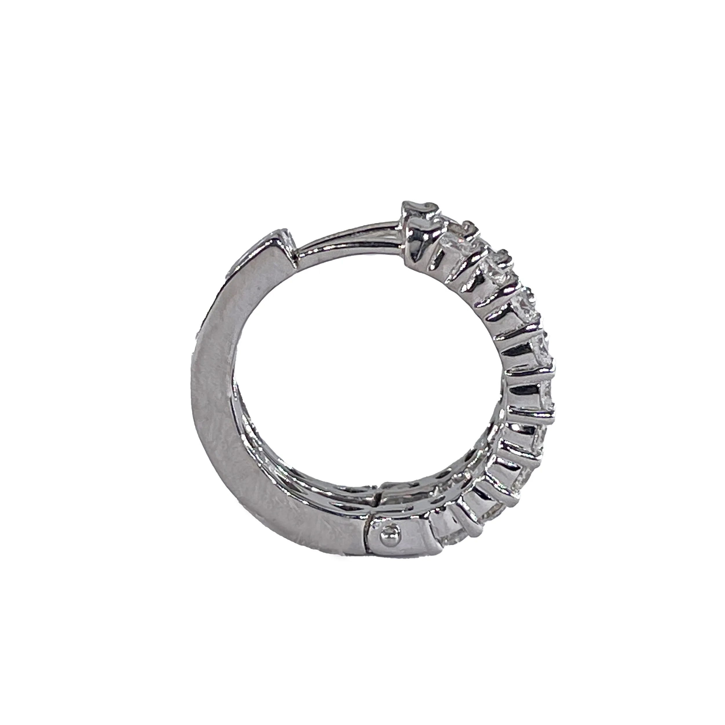 Round 1.10ctw Natural Diamonds 22mm Estate 14k White Gold Hoop Earrings