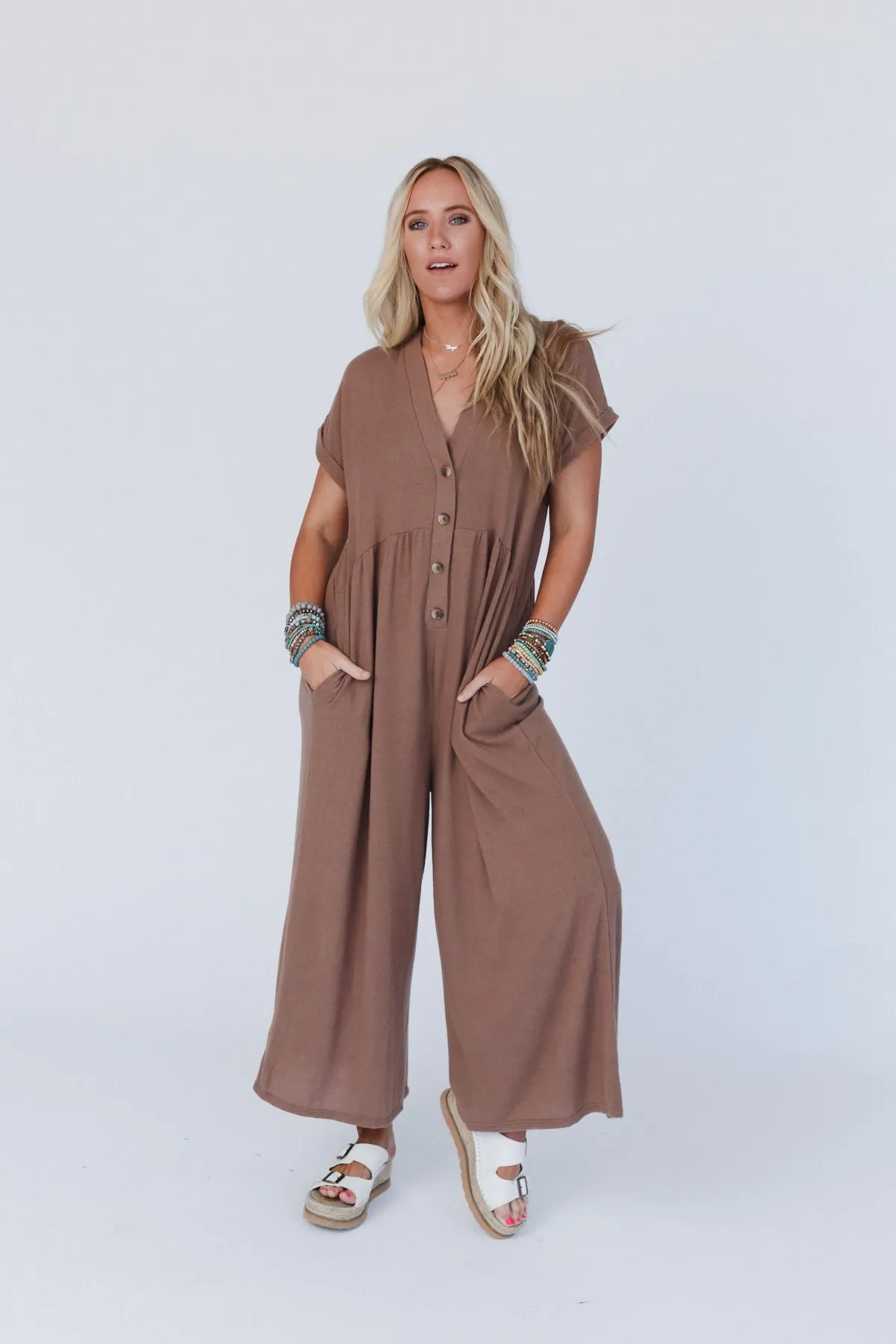 Sage and Wildflowers Jumpsuit - Mushroom