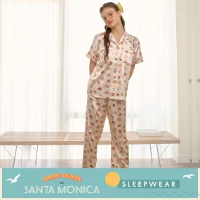 Santa Monica Collection ชุดนอนกันโป๊แขนสั้น ขายาว พิมพ์ลาย Donut และ Ice cream รุ่น WN7O02