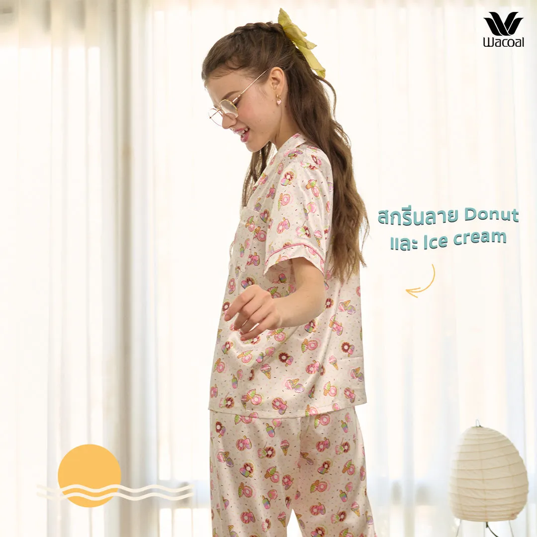 Santa Monica Collection ชุดนอนกันโป๊แขนสั้น ขายาว พิมพ์ลาย Donut และ Ice cream รุ่น WN7O02