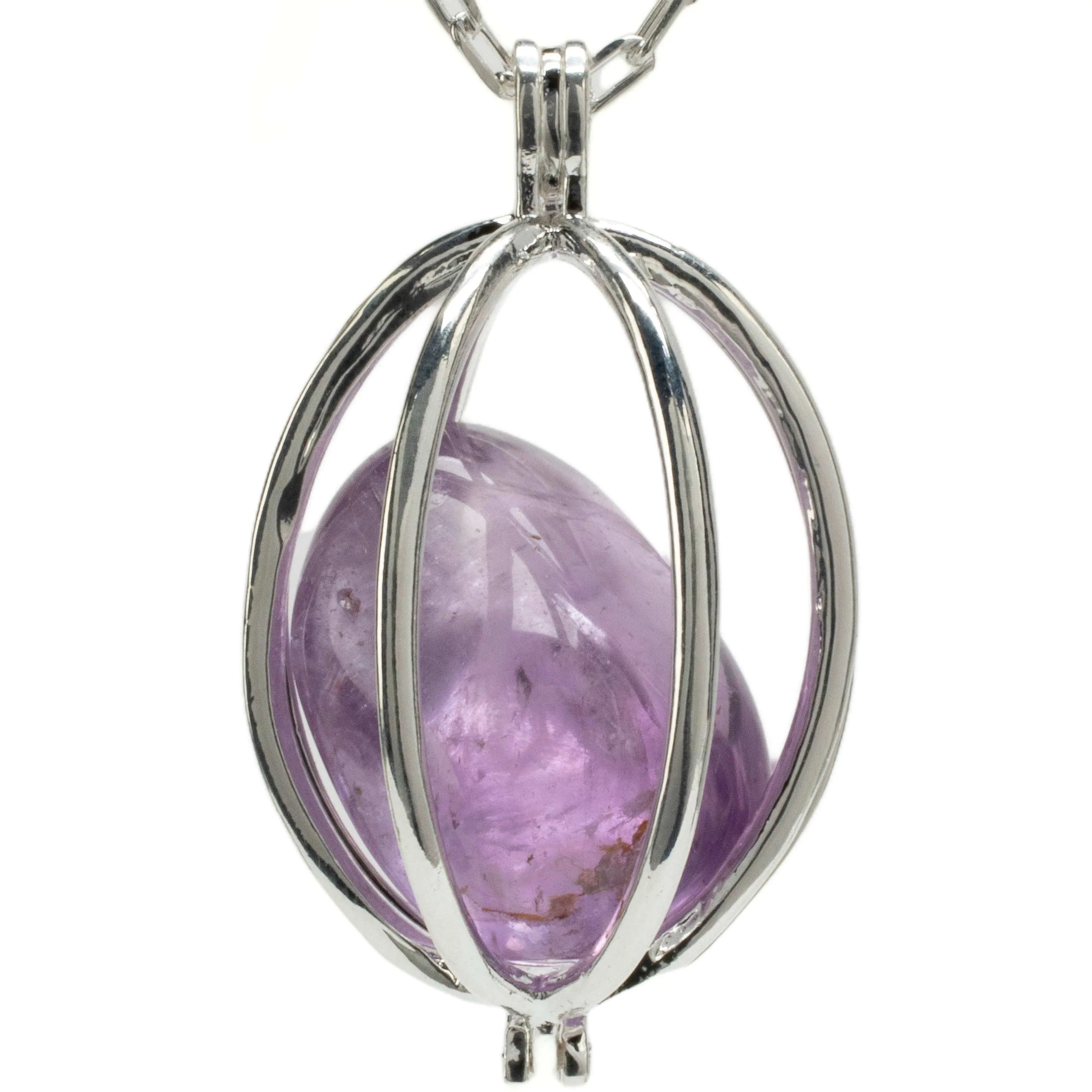 Silver Toned Convertible Chakra Pendant with Replaceable Tumbled Stones