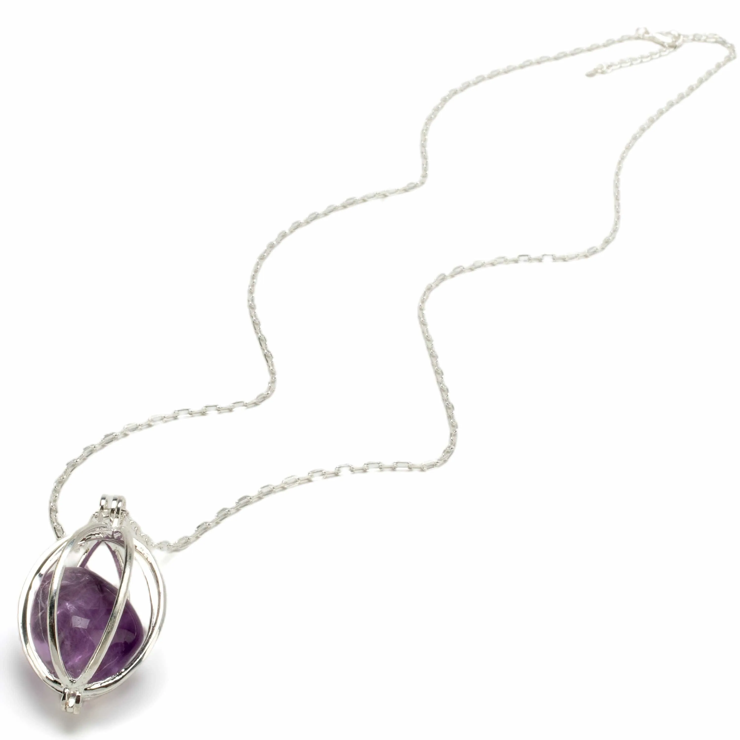 Silver Toned Convertible Chakra Pendant with Replaceable Tumbled Stones