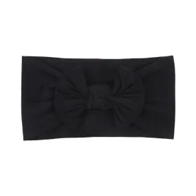 Soft Solid Colour Nylon Baby Headband in Black