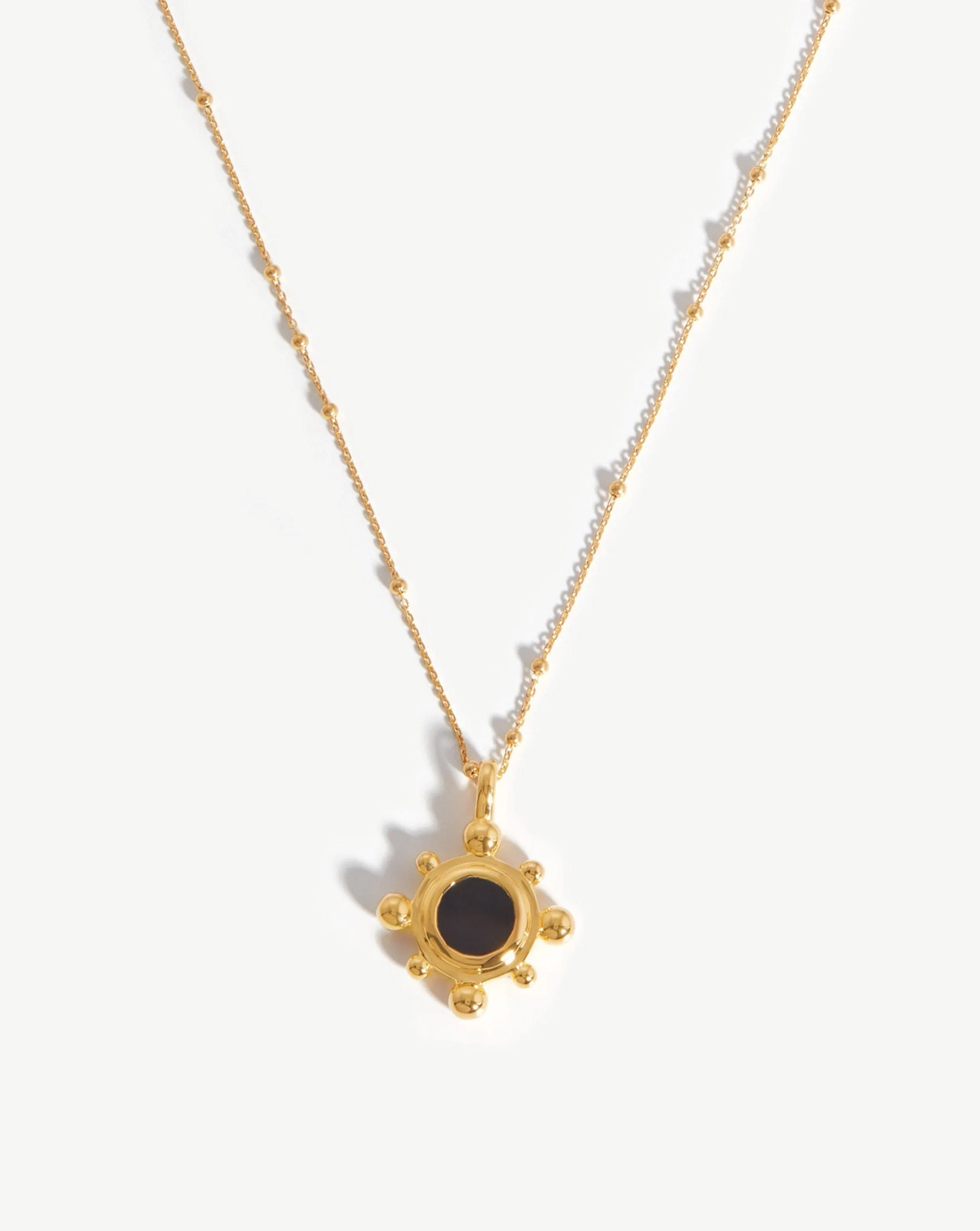 Sphere Round Pendant Necklace | 18ct Gold Plated/Black Onyx