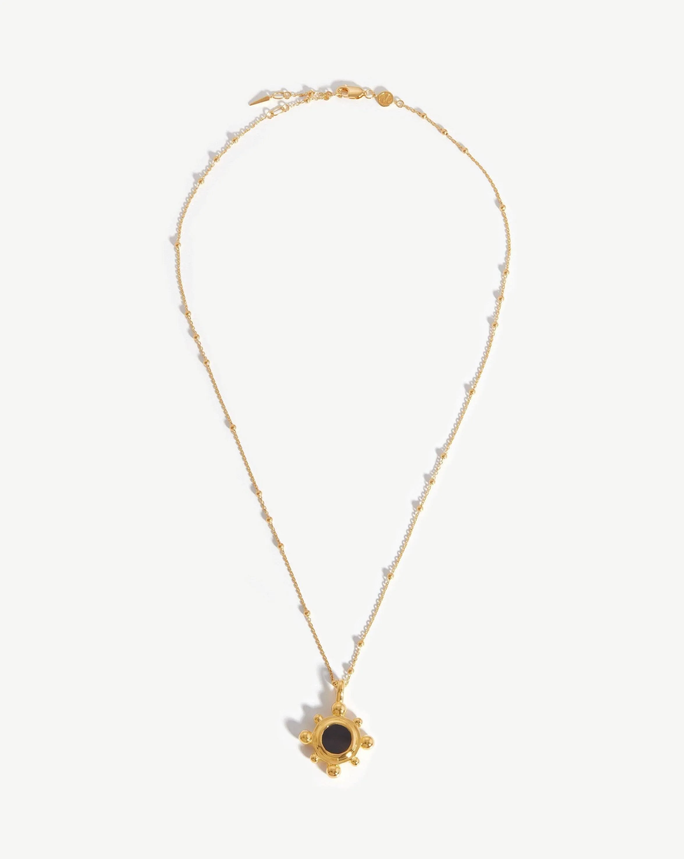 Sphere Round Pendant Necklace | 18ct Gold Plated/Black Onyx