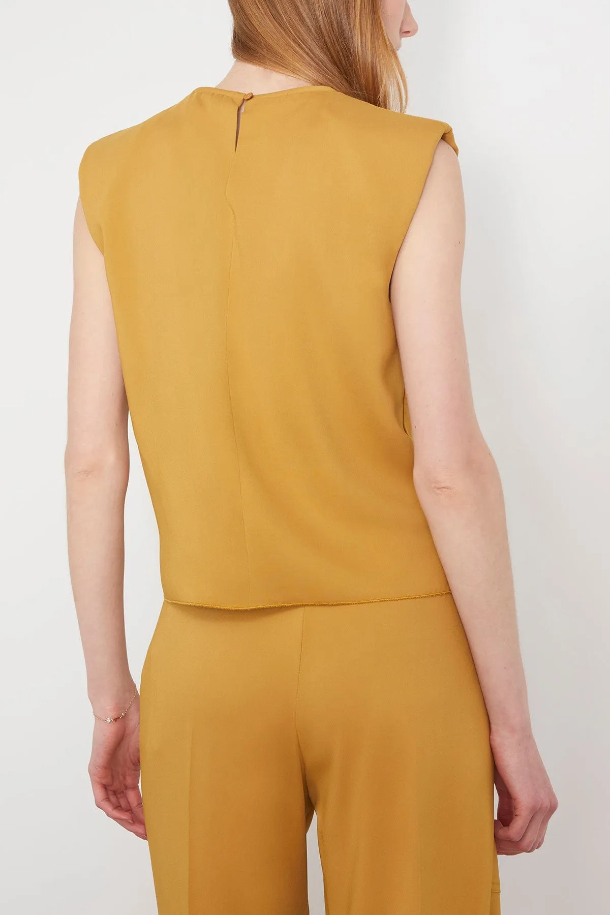 Stretch Crepe Cady Boxy Top in Honey