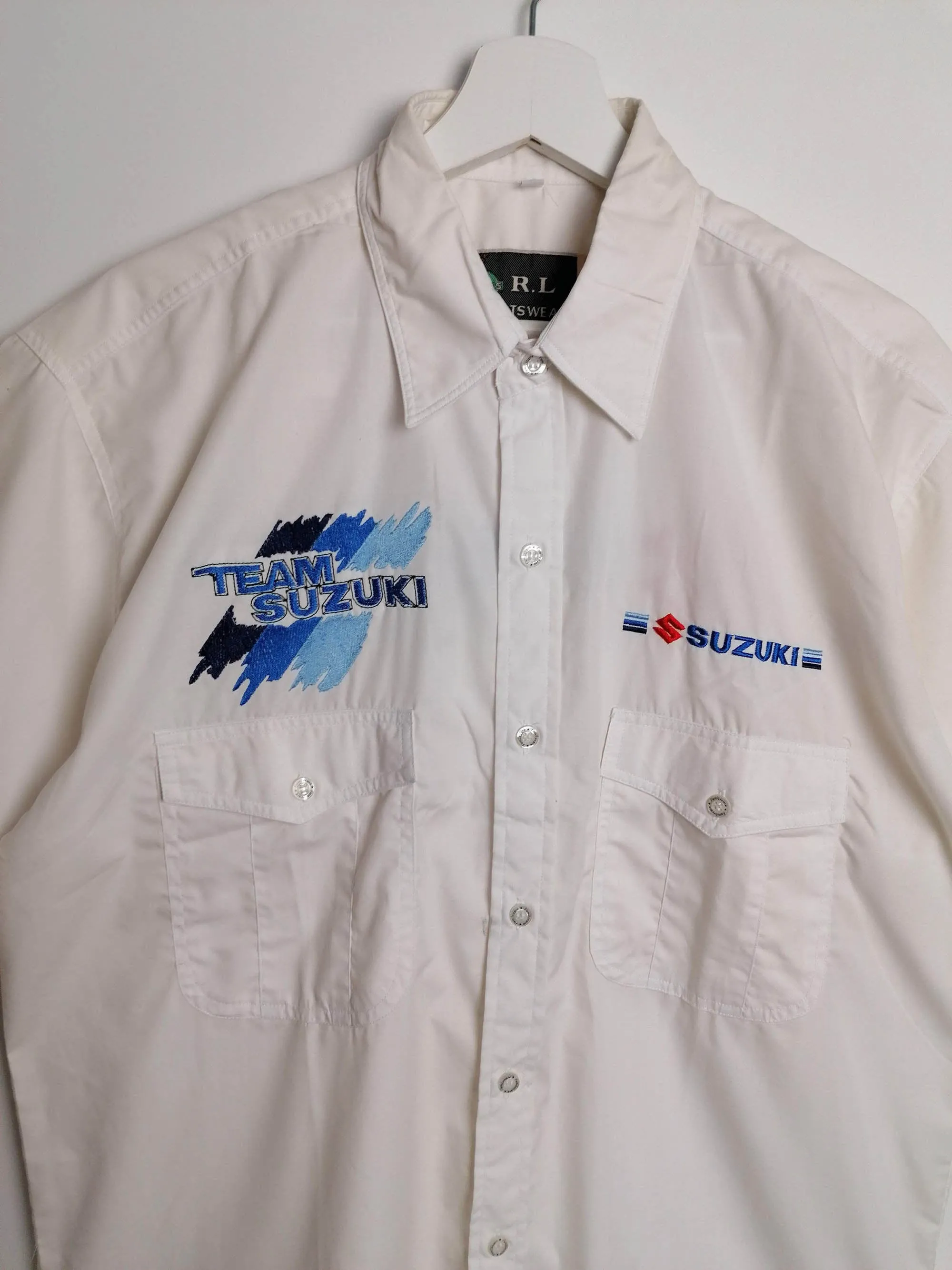 SUZUKI Team Short Sleeve White Shirt - size M-L