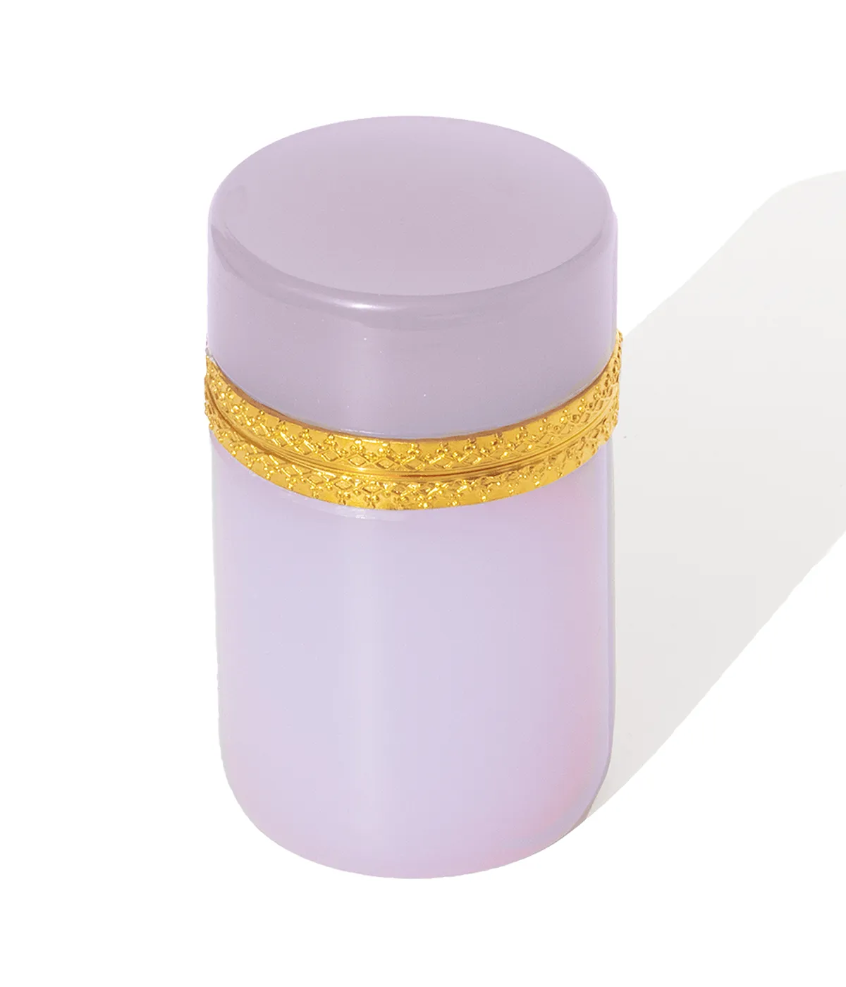 Tall Round Lavender Opaline Glass Box