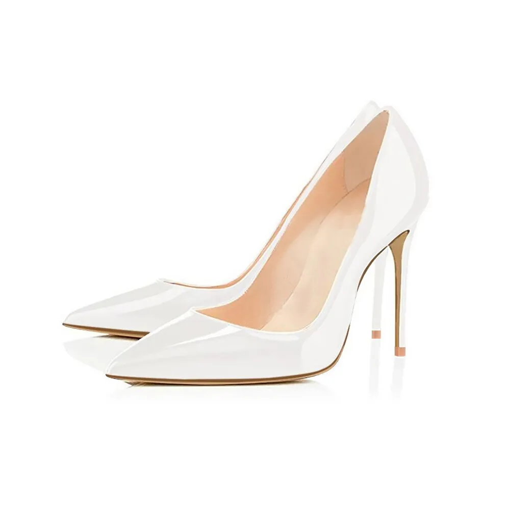 Thin High 4" Heel Pointed Toe Patent Leather Pumps