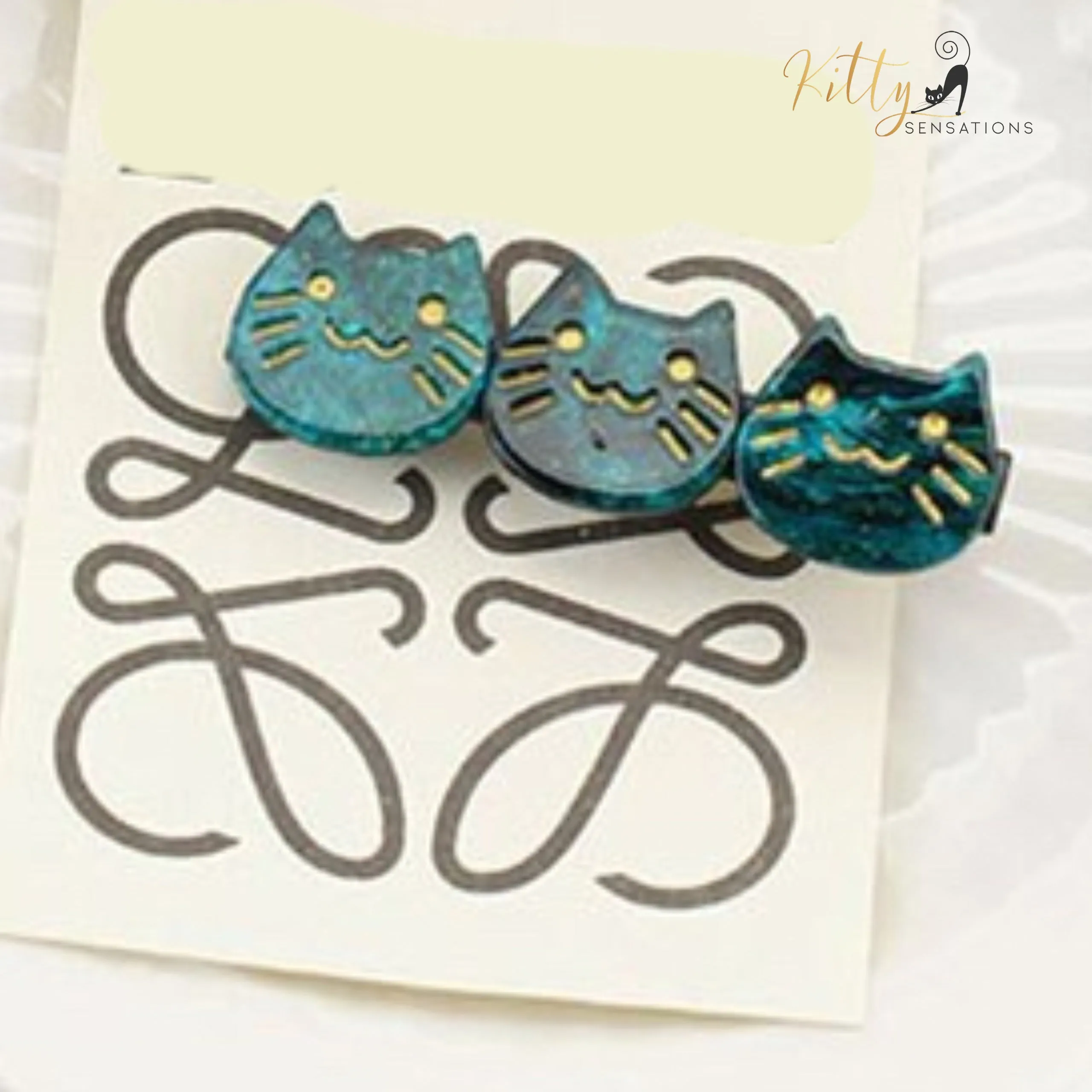 Three Kitties Hair Clip (High Quality Acetate) - Available in Multiple Color Options