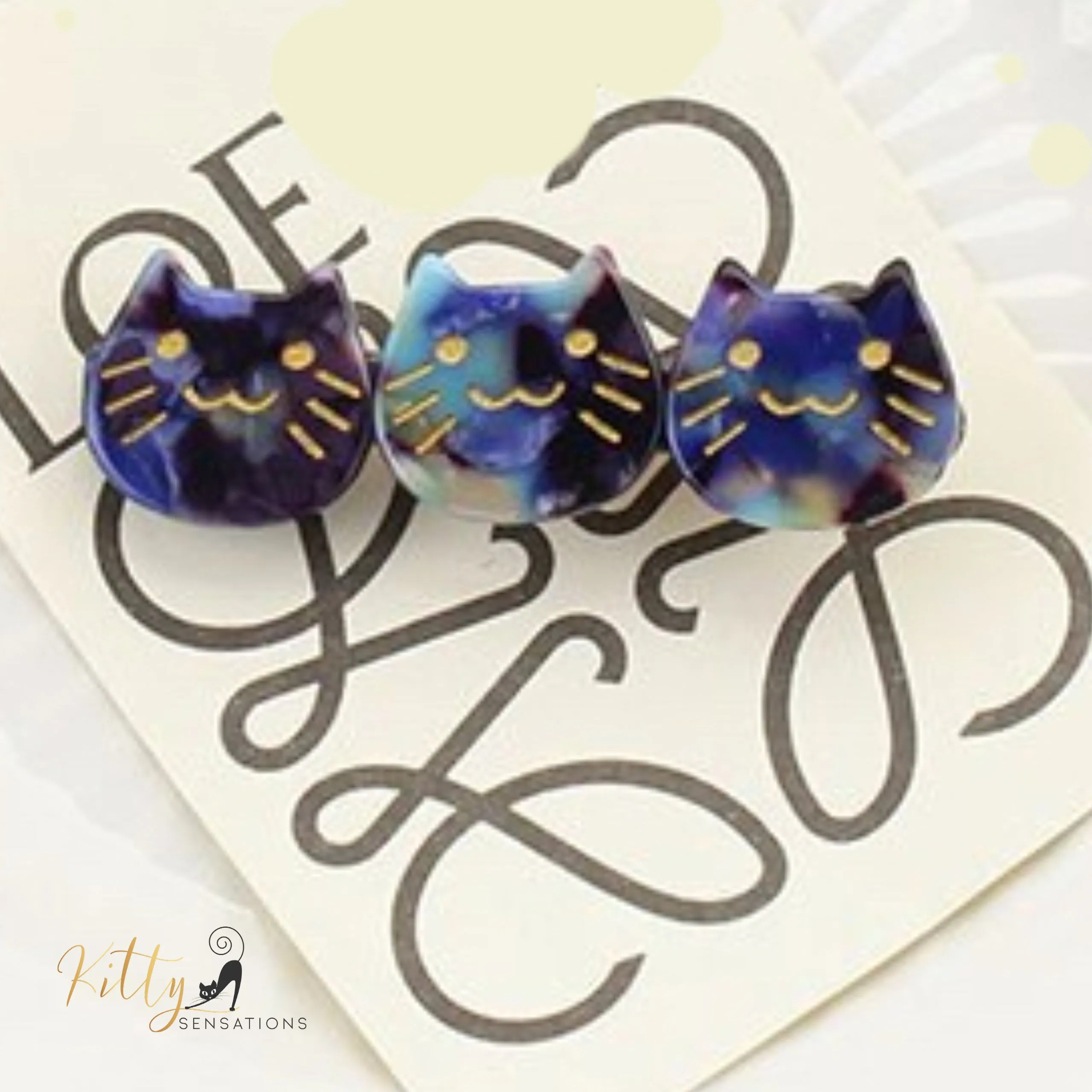 Three Kitties Hair Clip (High Quality Acetate) - Available in Multiple Color Options