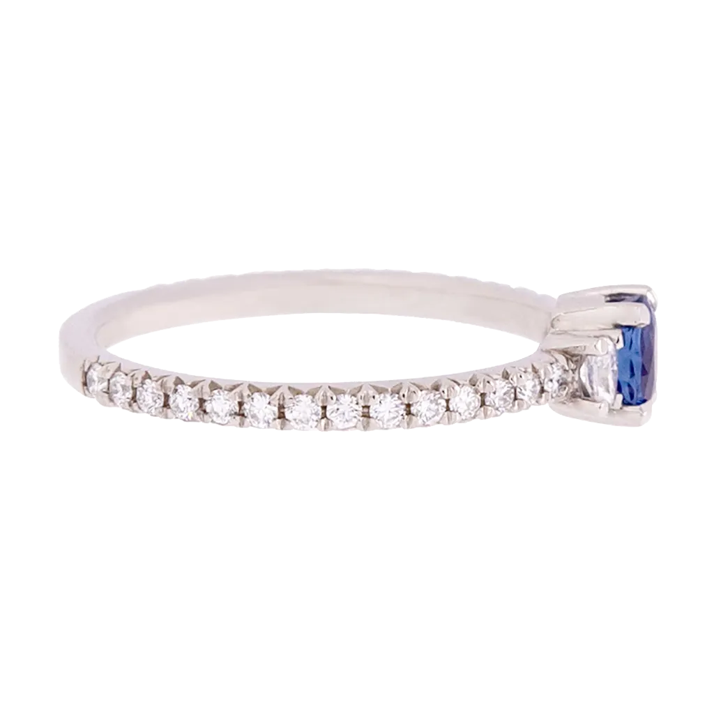 Three Stone No Heat Ceylon Sapphire and Diamond Ring