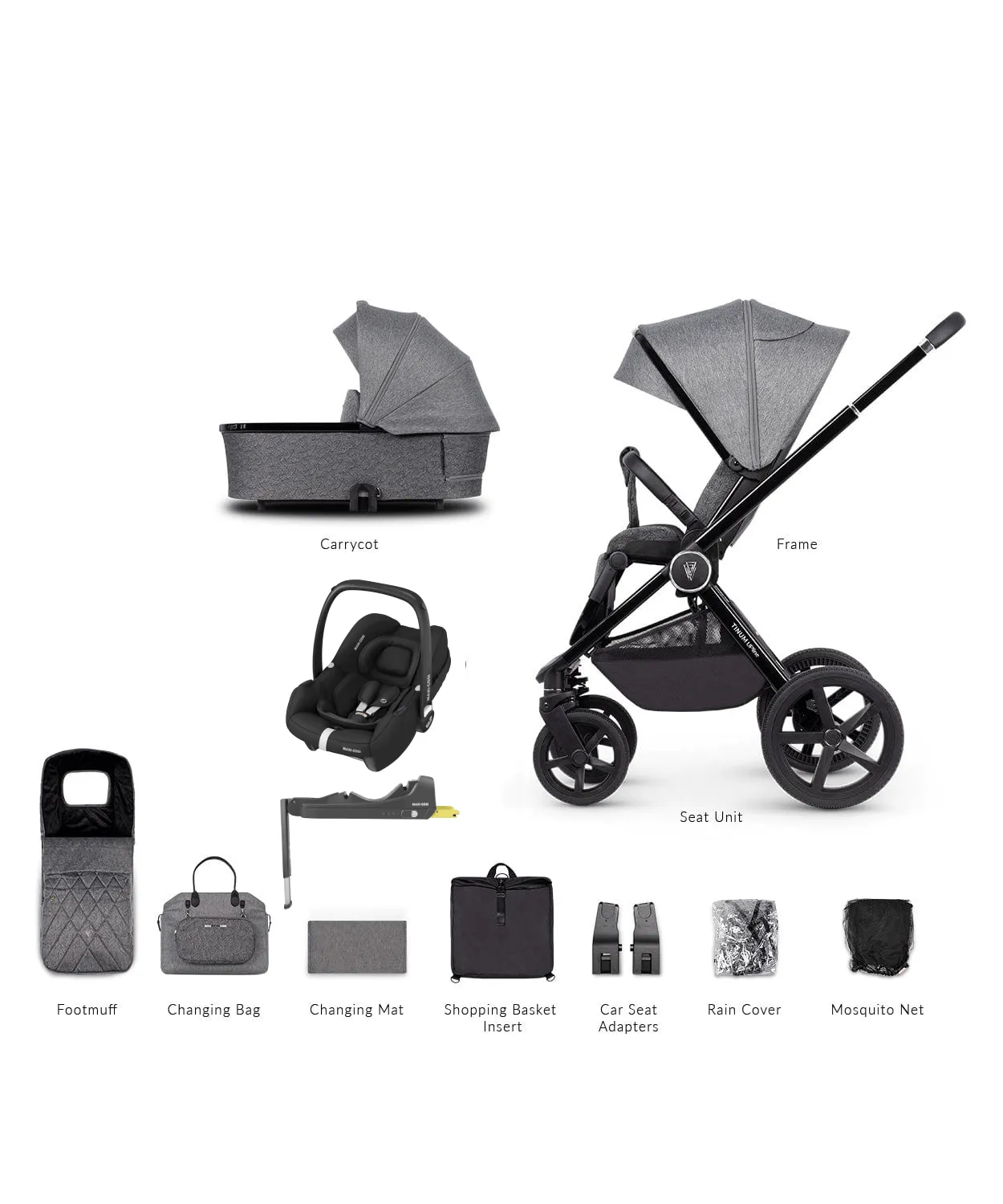 Venicci 3 in 1 Tinum UPLINE Cabriofix i-Size Travel System - Slate Grey