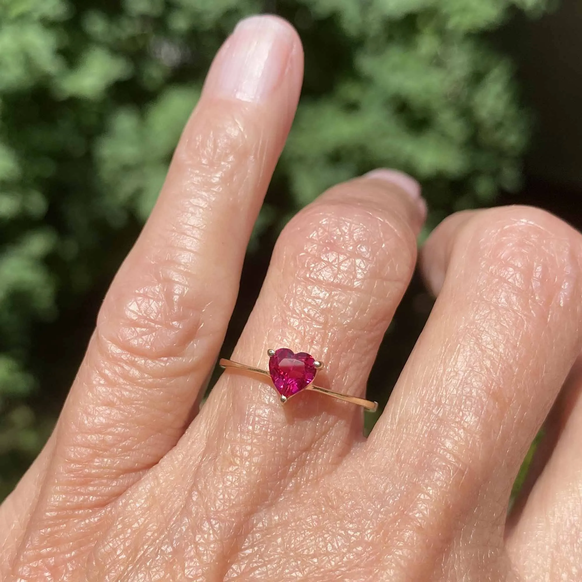 Vintage 10K Gold Solitaire Ruby Heart Ring